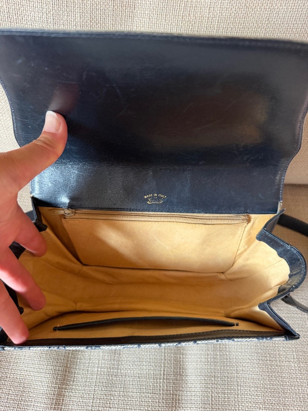 Vintage Gucci navy leather accents vinyl body - Picture 6 of 10